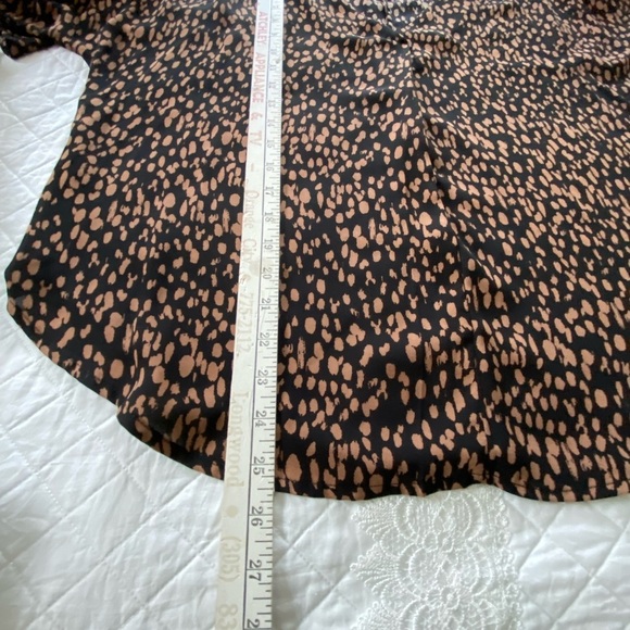 Mittoshop Popover Blouse V Neck Elbow Sleeve Oversized Black and Brown Size S - Picture 8 of 9